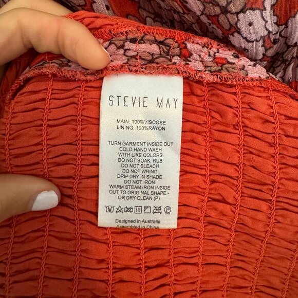 Stevie May Red Floral Long Sleeve Ruffle Dress - Size XS - Picture 6 of 10